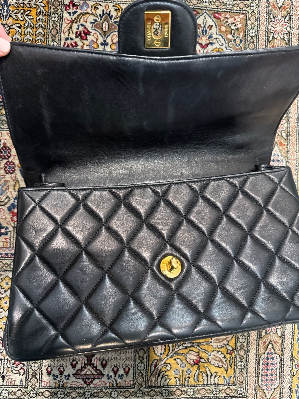 Authentic Vintage CHANEL Black 2 Sided Quilted Shoulder Bag with Gold Chain - Picture 15 of 17